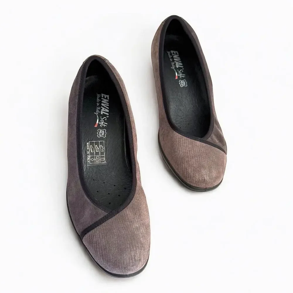 Enval Italian Leather Gray Suede Slip On Wedges - Size 41 | 10